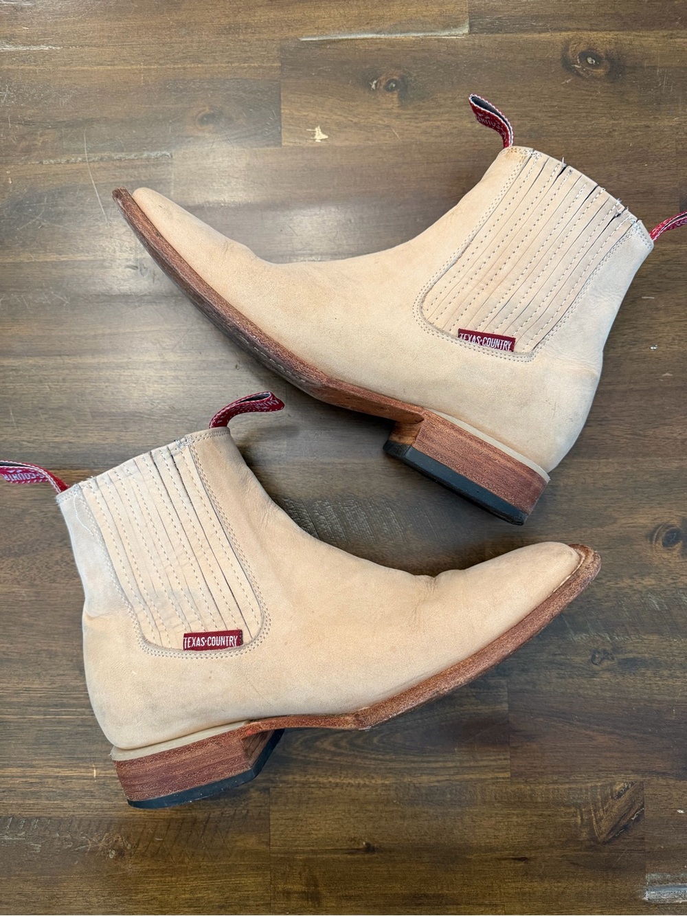 Men's Suede Western Chelsea Boots in Beige